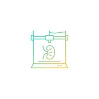 3d printed kidney gradient linear vector icon. Developing 3d structure. Biomedical engineering. Printed human organ. Thin line color symbol. Modern style pictogram. Vector isolated outline drawing