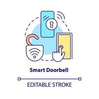 Smart doorbell concept icon. Digital video and ring tool abstract idea thin line illustration. Smart home. Internet of things. Vector isolated outline color drawing. Editable stroke