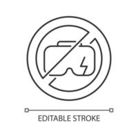 Do not use when broken linear manual label icon. Avoid damage. Thin line customizable illustration. Contour symbol. Vector isolated outline drawing for product use instructions. Editable stroke