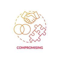 Compromising red gradient concept icon. Strategy to resolving problems. Mutual agreement. Conflict management style abstract idea thin line illustration. Vector isolated outline color drawing
