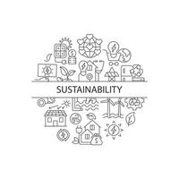 Sustainability abstract linear concept layout with headline. Power generation source. Sustainability minimalistic idea. Thin line graphic drawings. Isolated vector contour icons for background