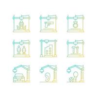 3d printing process gradient linear vector icons set. Design representation. Rapid prototyping. Modern technology. Thin line contour symbols bundle. Isolated outline illustrations collection