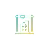 3d printed building design gradient linear vector icon. Architectural 3d model. Additively manufactured architecture. Thin line color symbol. Modern style pictogram. Vector isolated outline drawing