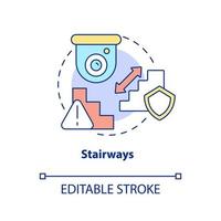 Stairways concept icon. Smart house security abstract idea thin line illustration. Place camera above staircase to basement. Home protection. Vector isolated outline color drawing. Editable stroke