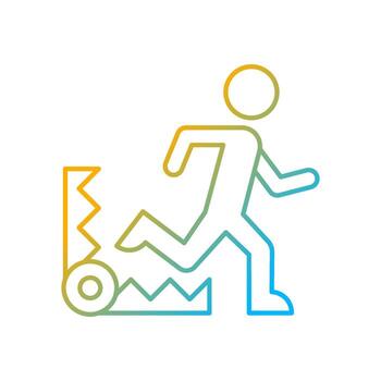 Fear based motivation gradient linear vector icon. Fear of pain and discomfort. Motivation at work. Negative impact. Thin line color symbol. Modern style pictogram. Vector isolated outline drawing