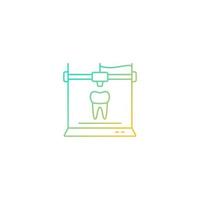 3d printing for dentistry gradient linear vector icon. Dental implants production. Innovation in medical field. Thin line color symbol. Modern style pictogram. Vector isolated outline drawing