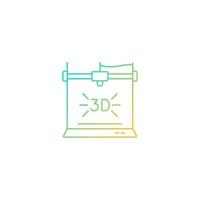 3d printer gradient linear vector icon. Technological advancement. 3d bioprinting. Additive manufacturing. Thin line color symbol. Modern style pictogram. Vector isolated outline drawing