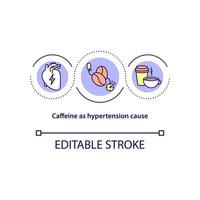 Caffeine as hypertension cause concept icon. Increase in blood pressure abstract idea thin line illustration. Habitual caffeine intake. Vector isolated outline color drawing. Editable stroke