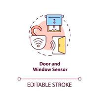 Door and window sensor concept icon. Sensor security system abstract idea thin line illustration. Device monitors if door is opened, closed. Vector isolated outline color drawing. Editable stroke