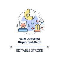 icono de concepto de alarma enviada activada por voz. sistema de alarma idea abstracta ilustración de línea fina. tecnología de protección contra robos. dibujo de color de contorno aislado vectorial. trazo editable vector