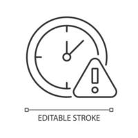 Do not use for a long time linear manual label icon. Thin line customizable illustration. Contour symbol. Vector isolated outline drawing for product use instructions. Editable stroke