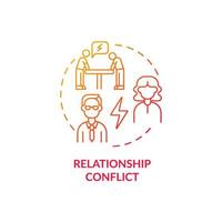 Relationship conflict red gradient concept icon. Employee rivalry on workplace. Coworkers fighting. Conflict management abstract idea thin line illustration. Vector isolated outline color drawing