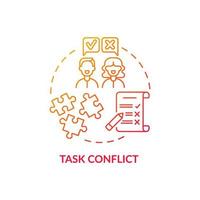 Task conflict red gradient concept icon. Coworkers disagree on group assignment. Team dispute. Conflict management abstract idea thin line illustration. Vector isolated outline color drawing