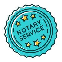 Notary services stamp mark RGB color icon. Apostille and legalization. Notarization. Notarized document. Authentification. Validation, confirmation. Isolated vector illustration