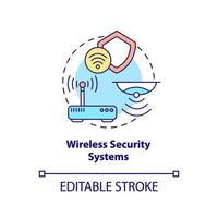 Wireless security systems concept icon. Smart home abstract idea thin line illustration. Motion and smoke detector. Surveillance and recording. Vector isolated outline color drawing. Editable stroke