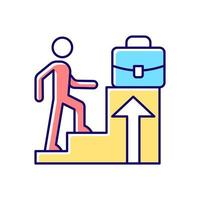 Promotion RGB color icon. Career raise as motivation. Better employee performance. Worker advancement as reward. Competition and award. Isolated vector illustration. Simple filled line drawing