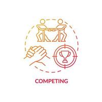 Competing red gradient concept icon. Rivalry at workplace. Competitive relationships. Conflict management abstract idea thin line illustration. Vector isolated outline color drawing