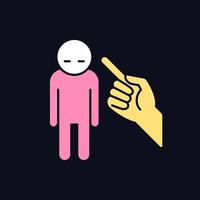 Punishment gesture RGB color icon for dark theme. Respond to child bad behavior. Authoritarian parent. Isolated vector illustration on night mode background. Simple filled line drawing on black