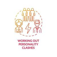 Working out personality clashes red gradient concept icon. Resolving problems between staff. Conflict management abstract idea thin line illustration. Vector isolated outline color drawing