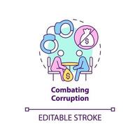 Combating corruption concept icon. Avoid bribery and money extortion abstract idea thin line illustration. Financial crime regulation. Vector isolated outline color drawing. Editable stroke