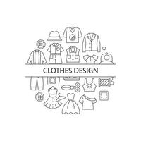 Sewing clothes abstract linear concept layout with headline. Making new garments. Needlecraft minimalistic idea. Thin line graphic drawings. Isolated vector contour icons for background