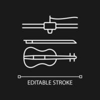 3d printed musical instruments white linear icon for dark theme. Additive manufacturing. Thin line customizable illustration. Isolated vector contour symbol for night mode. Editable stroke