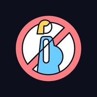 Do not use when pregnant RGB color manual label icon for dark theme. Isolated vector illustration on night mode background. Simple filled line drawing on black for product use instructions