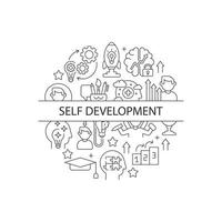 Self development abstract linear concept layout with headline. Innovating project. Personal improvement minimalistic idea. Thin line graphic drawings. Isolated vector contour icons for background