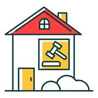 Real estate lawsuit RGB color icon. Tenancy legal dispute. Property litigation, court case. Realty trial. Lease agreement matter. Conflict resolution. Legal Isolated vector illustration