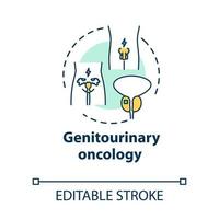 Genitourinary oncology concept icon. Human reproductive system disorder. Cancer awareness. Health care idea thin line illustration. Vector isolated outline RGB color drawing. Editable stroke