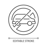 No using when driving linear manual label icon. Avoid injuries. Thin line customizable illustration. Contour symbol. Vector isolated outline drawing for product use instructions. Editable stroke
