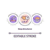 Sleep disturbance concept icon. Cardiovascular disease development abstract idea thin line illustration. Difficulty falling asleep. Vector isolated outline color drawing. Editable stroke