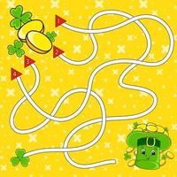 Maze. Game for kids. Labyrinth conundrum. Education developing worksheet. Puzzle for children. Activity page. Cartoon character. Color vector illustration. St. Patrick's day.