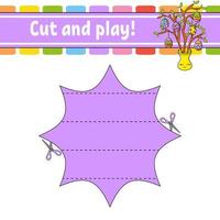 Cut and play. Logic puzzle for kids. Education developing worksheet. Learning game. Activity page. Cutting practice for preschool. Simple flat isolated vector illustration in cute cartoon style.