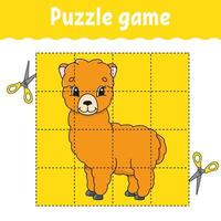 Puzzle game for kids. Education developing worksheet. Learning game for children. Color activity page. For toddler. Riddle for preschool. Isolated vector illustration in cartoon style.