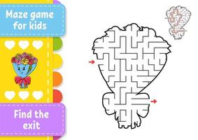 Abstract maze. Game for kids. Puzzle for children. Labyrinth conundrum. Black and color vector illustration isolated on white background. Find the right path. Education worksheet. With answer.