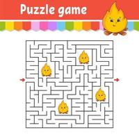 Square maze. Game for kids. Puzzle for children. Labyrinth conundrum. Color vector illustration. Find the right path. Isolated vector illustration. Cartoon character.