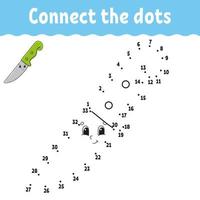 Dot to dot game. Draw a line. For kids. Activity worksheet. Coloring book. With answer. Cartoon character. Vector illustration.