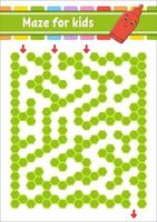Rectangular color maze. Game for kids. Funny labyrinth. Education developing worksheet. Activity page. Puzzle for children. Cartoon character. Logical conundrum. Vector illustration.