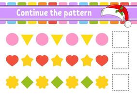 Continue the pattern. Education developing worksheet. Game for kids. Activity page. Puzzle for children. Riddle for preschool. Flat isolated vector illustration. Cute cartoon style.