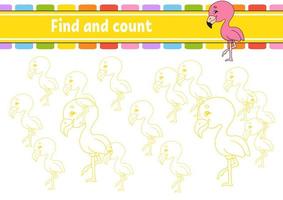 Find and count. Education developing worksheet. Activity page with pictures. Puzzle game for children. Logical thinking training. Isolated vector illustration. Funny character. Cartoon style.