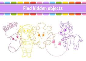 Find hidden object. Education developing worksheet. Activity page with pictures. Color contour. Logical thinking training. Isolated vector illustration. Funny character. Cartoon style.