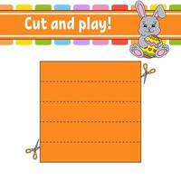 Cut and play. Logic puzzle for kids. Education developing worksheet. Learning game. Activity page. Cutting practice for preschool. Simple flat isolated vector illustration in cute cartoon style.