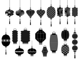 A set of beautiful Chinese paper lanterns. vector