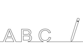 One line drawing style with a pen on the right and number 1, 2, 3 on the left. Concept about writing, simply, beginning or education. vector