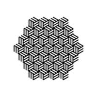 Black and white unique pattern in hexagon shapes isolated on white background. vector