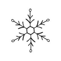 Snowflake Christmas calligraphic hand drawn vector icon in trendy flat style isolated on white background. Xmas snow icon illustration