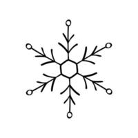 Snowflake Christmas calligraphic hand drawn vector icon in trendy flat style isolated on white background. Xmas snow icon illustration