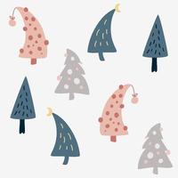 Christmas Trees seamless pattern. Scandinavian style. Holiday decoration background for wallpaper, clothing, packaging invitations, posters. Vector cartoon illustration.