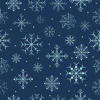 Navidad de patrones sin fisuras con copo de nieve azul diferente. Ilustración de vector de fondo de invierno